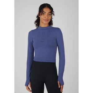 90 Degree by Reflex Women's Athletic Long Sleeve Mock Neck Top  Blue - Size L‎